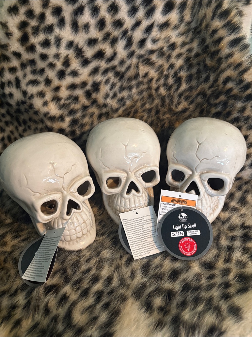 🆕3 Ceramic Light Up Skulls